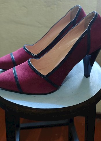 Bordo Süet Stiletto Topuklu Kadın Ayakkabı - Görsel 2