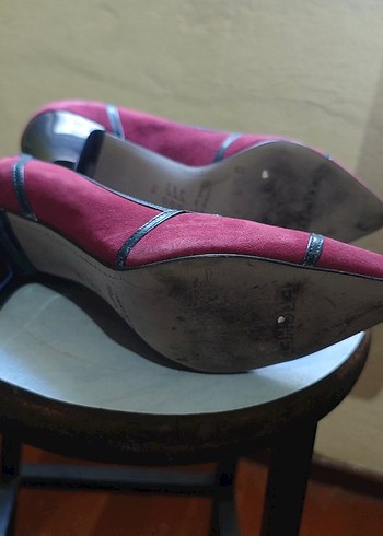 Bordo Süet Stiletto Topuklu Kadın Ayakkabı - Görsel 4