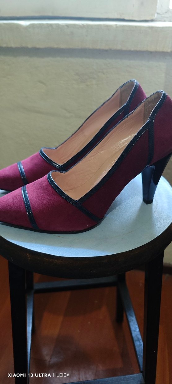 Bordo Süet Stiletto Topuklu Kadın Ayakkabı - Görsel 2