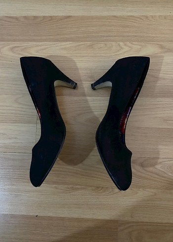 Mavi Çiçekli Elastik Dolgu Topuklu Stiletto - Görsel 2