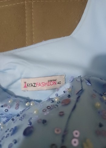 Mavi Parlak kısa Abiye Elbise - Görsel 4