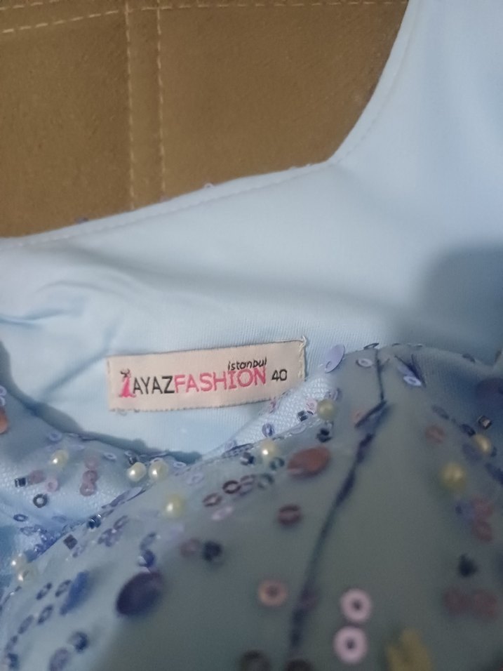 Mavi Parlak kısa Abiye Elbise - Görsel 4