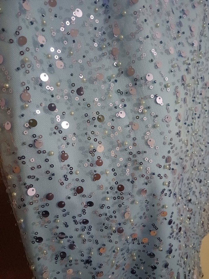 Mavi Parlak kısa Abiye Elbise - Görsel 3