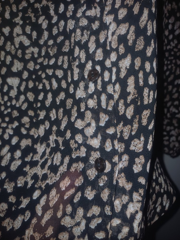 Kahve rengi Yılan Desenli V Yakalı Kadın Bluz - Görsel 3