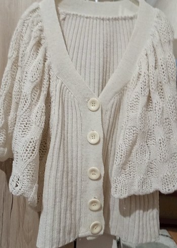 Kadın Beyaz Örgü Bohem Hırka - Görsel 3