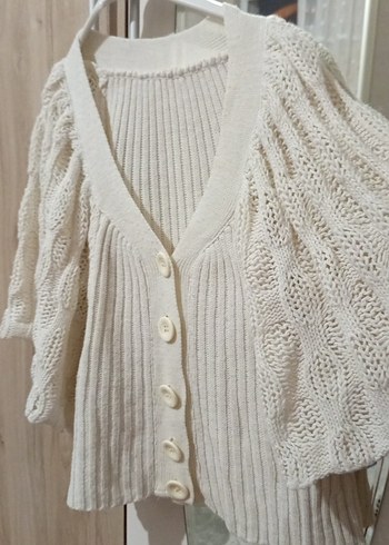 Kadın Beyaz Örgü Bohem Hırka - Görsel 2