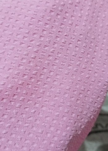 Pembe Düğmeli Uzun Kollu Keten Gömlek - Görsel 4