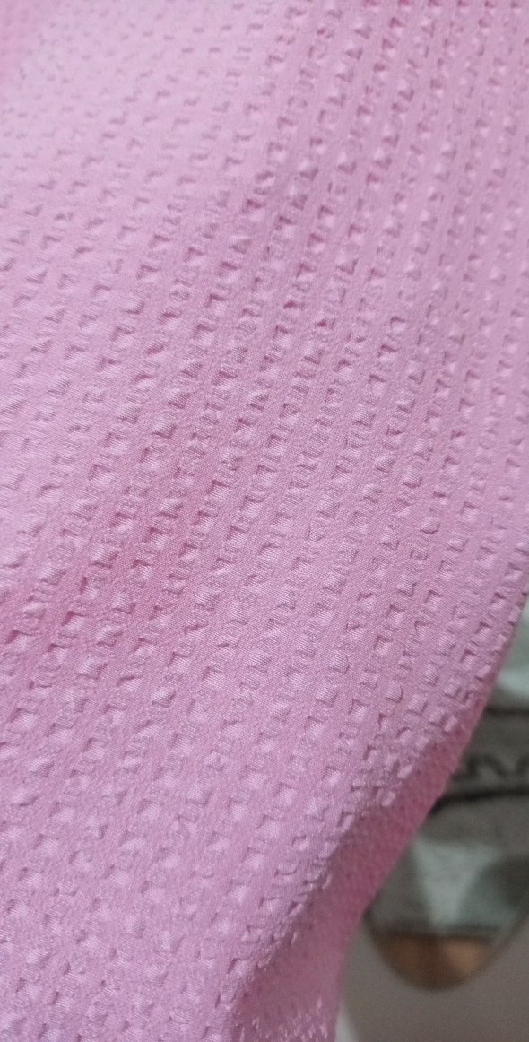 Pembe Düğmeli Uzun Kollu Keten Gömlek - Görsel 4