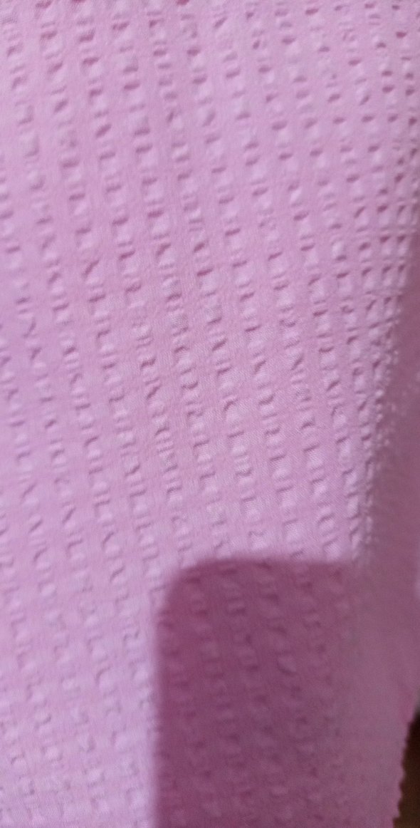 Düğmeli Pembe Keten Salaş Kadın Gömlek - Görsel 3