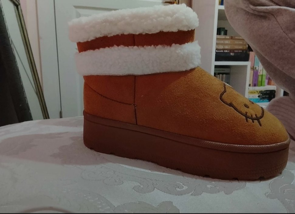 Kız Çocuk Kahverengi Peluş Ev Terliği - Görsel 2