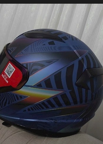 Mor Baskılı Biker Motosiklet Kaskı - Görsel 4