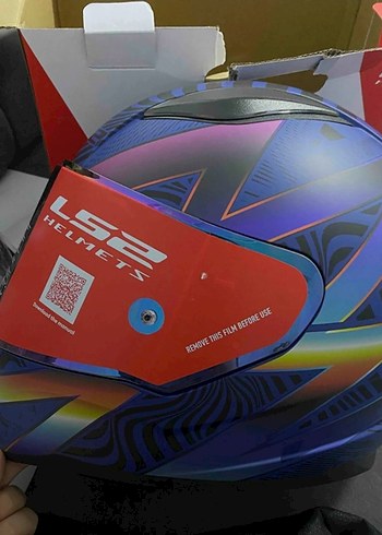 Mor Baskılı Biker Motosiklet Kaskı Velcro - Görsel 3