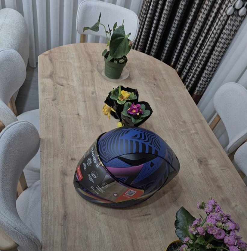 Mor Baskılı Biker Motosiklet Kaskı Velcro - Görsel 2