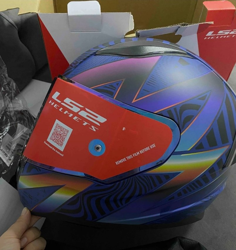 Mor Baskılı Biker Motosiklet Kaskı Velcro - Görsel 3