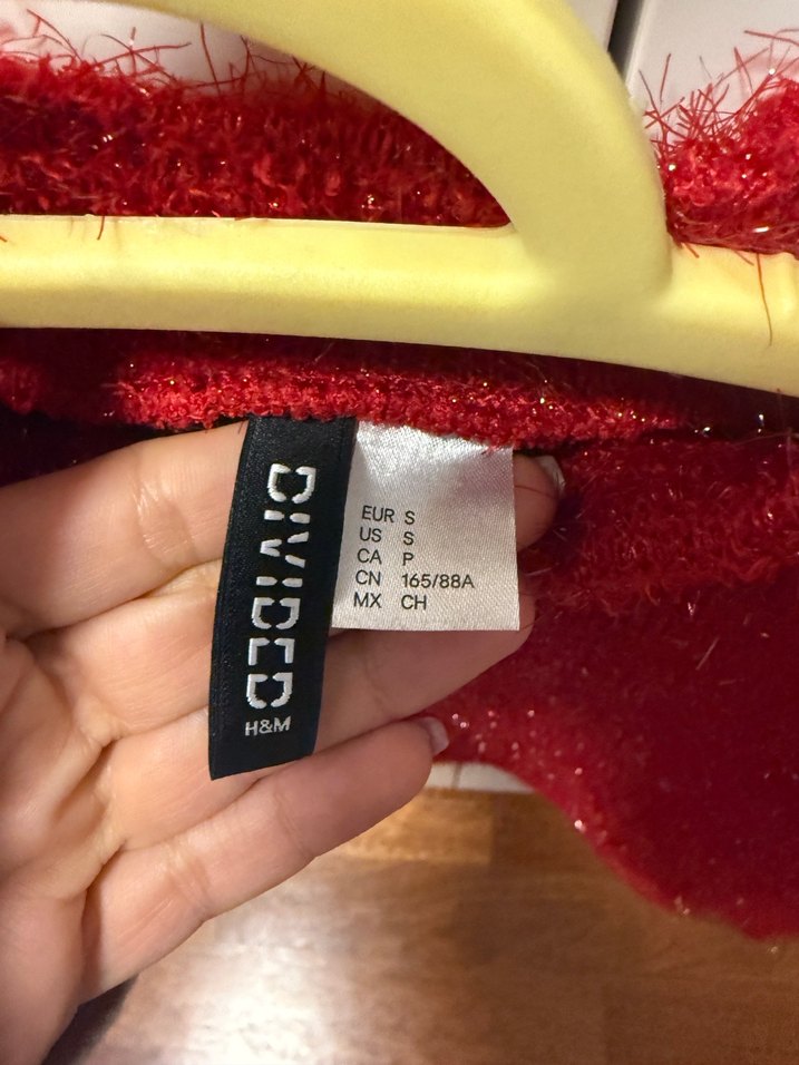 Kırmızı Örgü Mini Kadın Kazak - Görsel 2