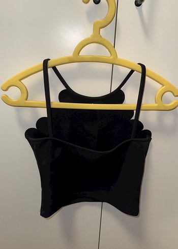 Siyah Yüksek Yakalı Mini Crop Top - Görsel 2