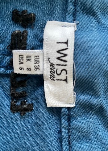 Twist Düğmeli Koyu Mavi Mini Kot Şort - Görsel 4