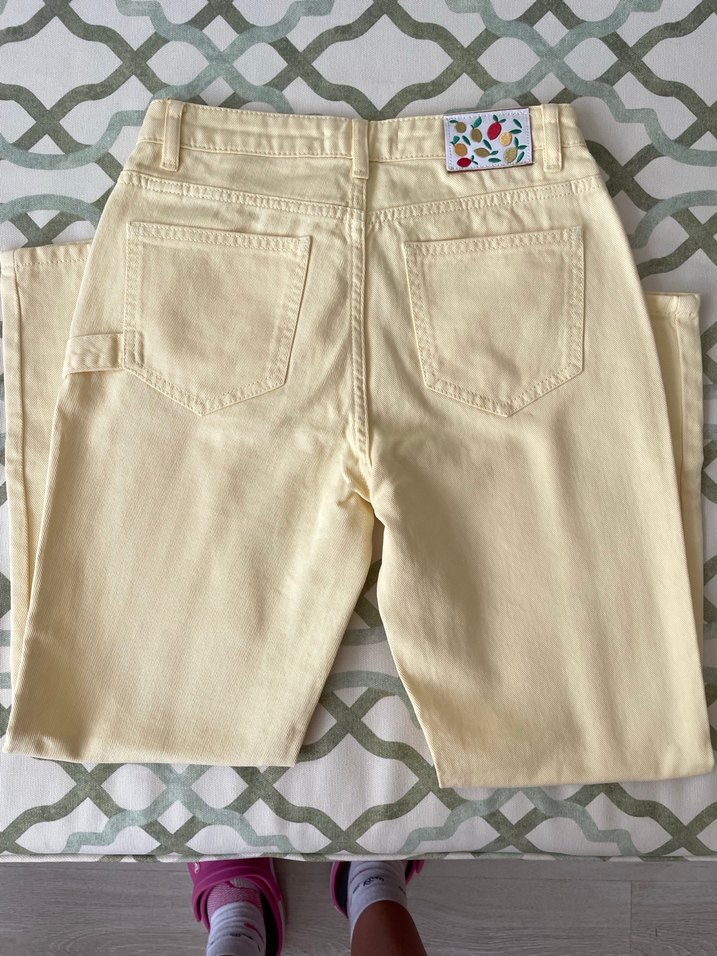 Yargıcı Limon sarısı Kot Pantolon Midi Normal Boy - Görsel 3