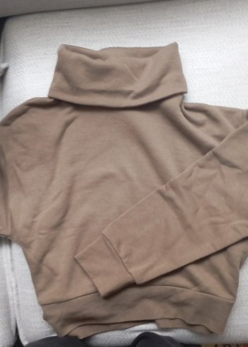 Bej Yüksek Yakalı Kadın Sweatshirt - Görsel 2