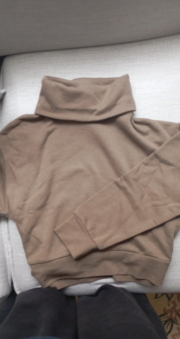 Bej Yüksek Yakalı Kadın Sweatshirt - Görsel 2