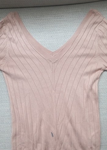 Bej V Yaka İnce Örgü Kadın Kazak - Görsel 4