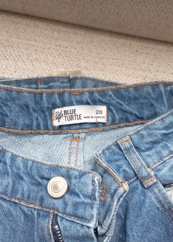 Kadın Mavi Bol Kesim Kemerli Denim Pantolon - Görsel 2