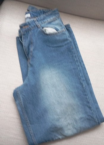 Kadın Mavi Bol Kesim Kemerli Denim Pantolon - Görsel 3