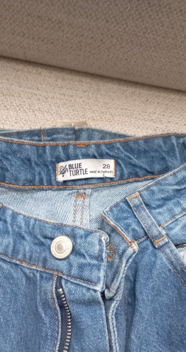 Kadın Mavi Bol Kesim Kemerli Denim Pantolon - Görsel 2
