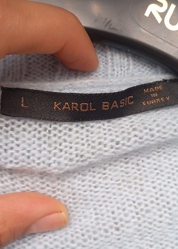 açık mavi V Yaka Kadın Triko Kazak - Görsel 2