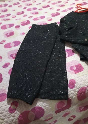 simli kaşe üçlü takım 42 beden ceket etek pantolon - Görsel 2