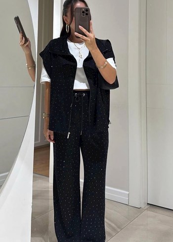 OYSHO MODAL KUMAŞ TAŞLI YELEKLİ TAKIM - Görsel 2