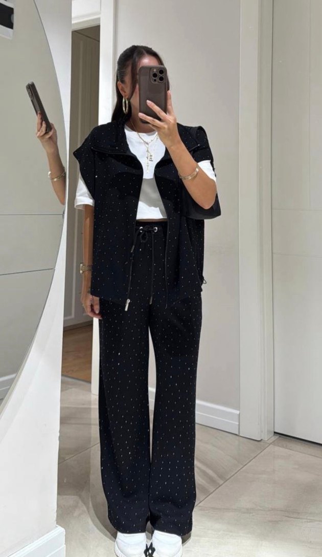 OYSHO MODAL KUMAŞ TAŞLI YELEKLİ TAKIM - Görsel 2