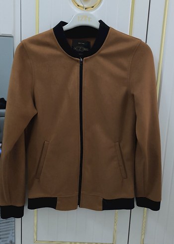 Deri Görünümlü Erkek Kahverengi Fermuarlı Ceket - Görsel 2