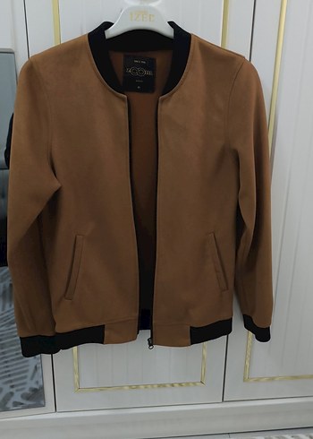 Deri Görünümlü Erkek Kahverengi Fermuarlı Ceket - Görsel 3