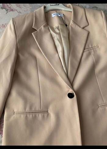 Bej Düğmeli Kadın Blazer Ceket - Görsel 2