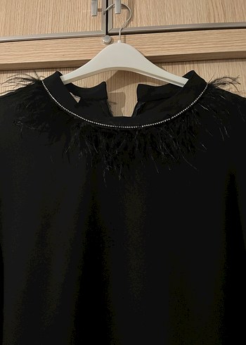 Kürk Detaylı Siyah Uzun Kollu Tunik - Görsel 5