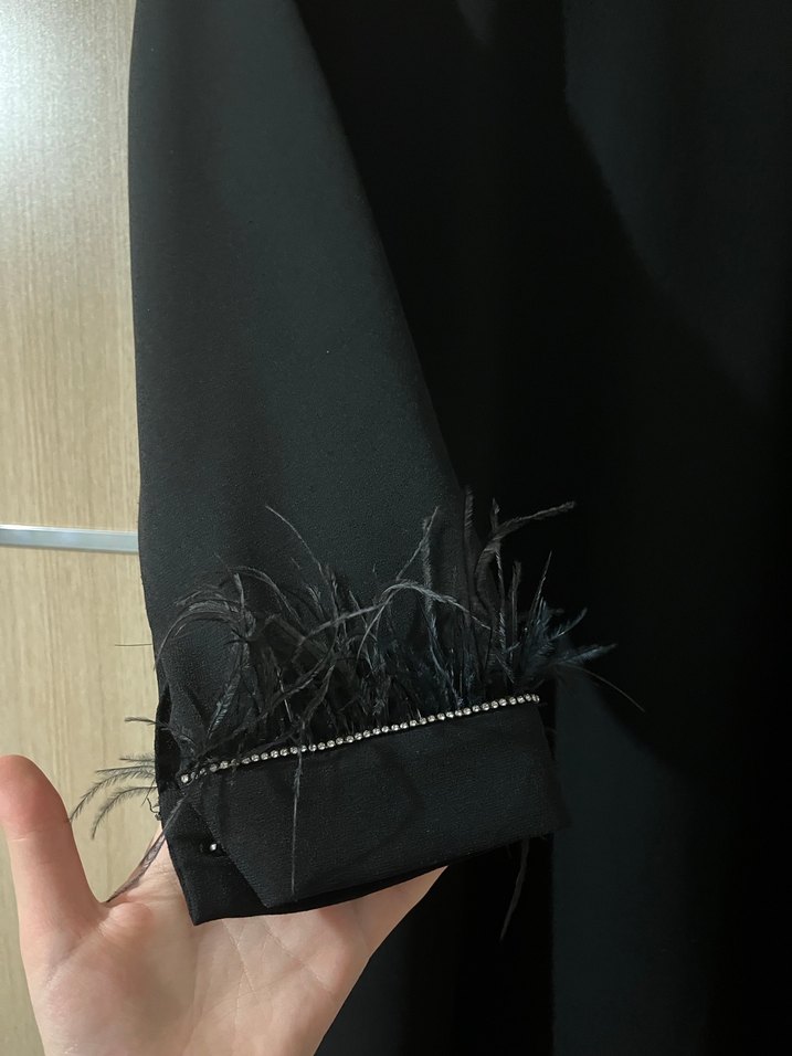 Kürk Detaylı Siyah Uzun Kollu Tunik - Görsel 2