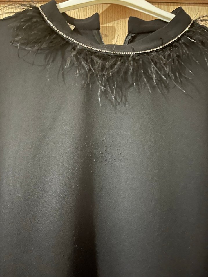 Kürk Detaylı Siyah Uzun Kollu Tunik - Görsel 4