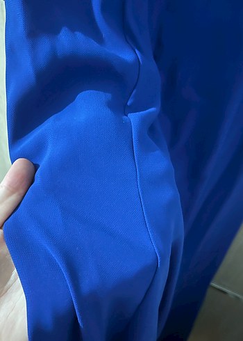 Uzun Kollu Lacivert balık Abiye Elbise - Görsel 3