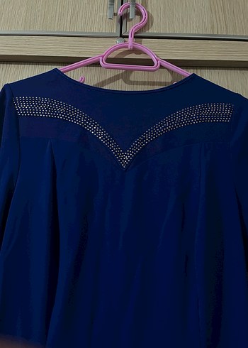 Uzun Kollu Lacivert balık Abiye Elbise - Görsel 4