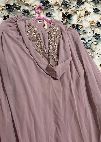 Uzun Kollu Nakışlı Dantel Detaylı Kadın Abiye Elbise - Görsel 10