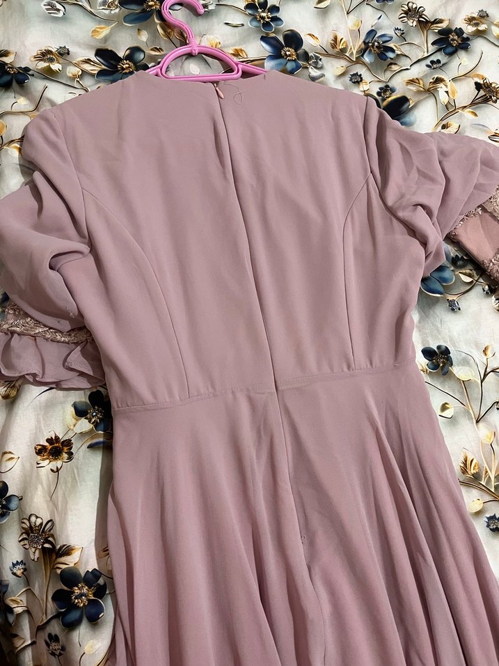 Uzun Kollu Nakışlı Dantel Detaylı Kadın Abiye Elbise - Görsel 4