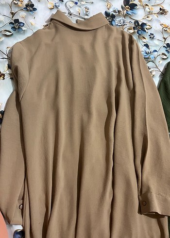 Bej Uzun Kollu Keten Kadın Tunik - Görsel 4