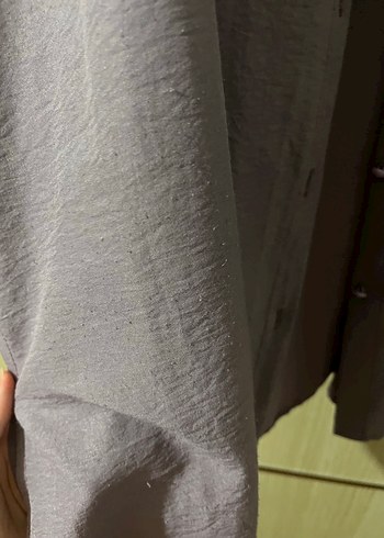 Düğmeli Uzun Kollu Mor Keten Tunik - Görsel 4