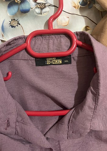 Düğmeli Uzun Kollu Mor Keten Tunik - Görsel 3