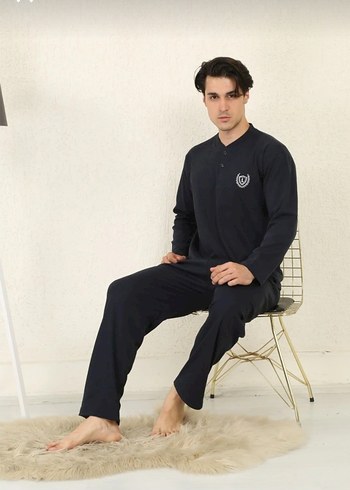 Erkek Siyah Uzun Kollu Normal Kesim Pijama - Görsel 3