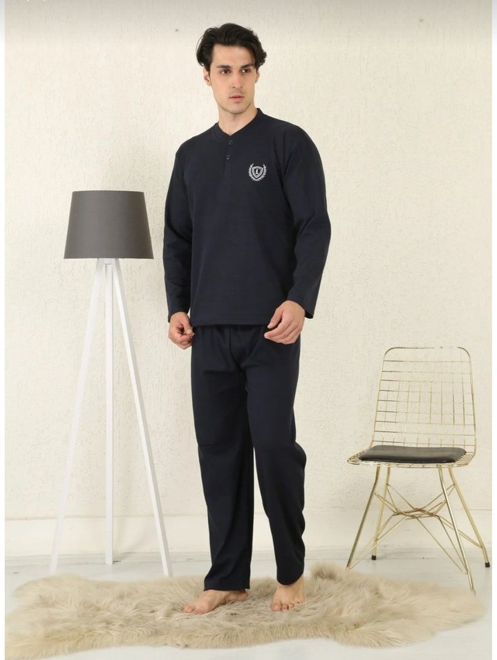 Erkek Siyah Uzun Kollu Normal Kesim Pijama - Görsel 4