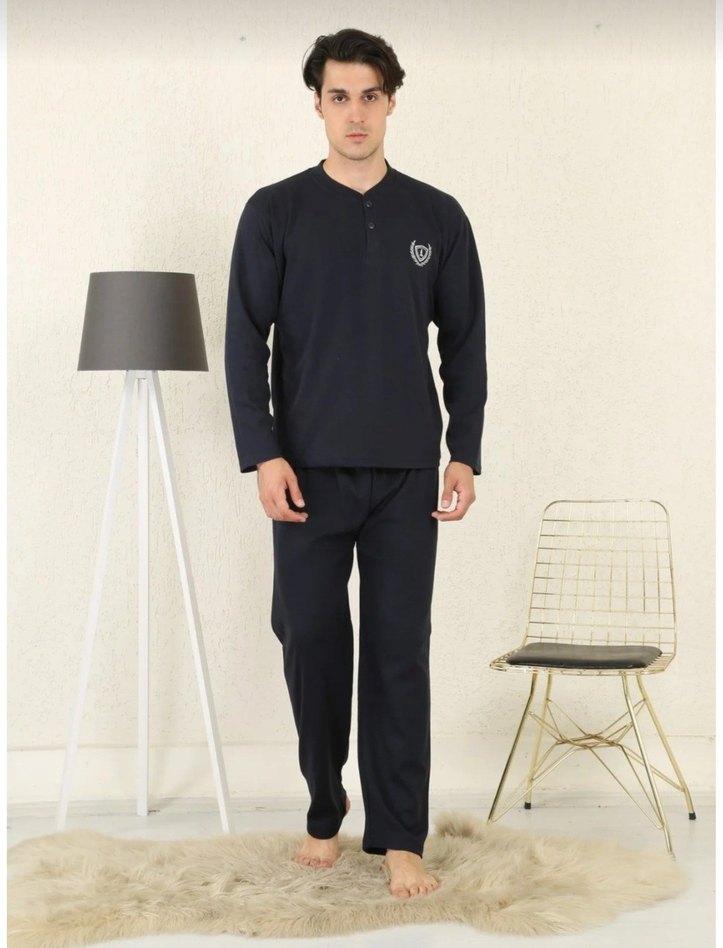 Erkek Siyah Uzun Kollu Normal Kesim Pijama - Görsel 2