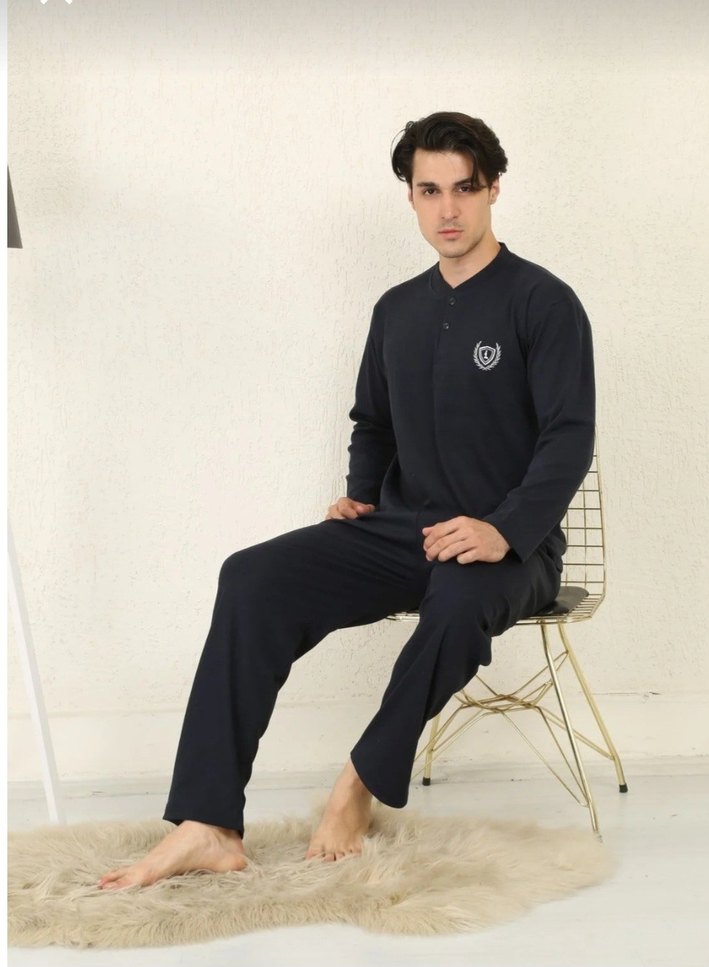 Erkek Siyah Uzun Kollu Normal Kesim Pijama - Görsel 3