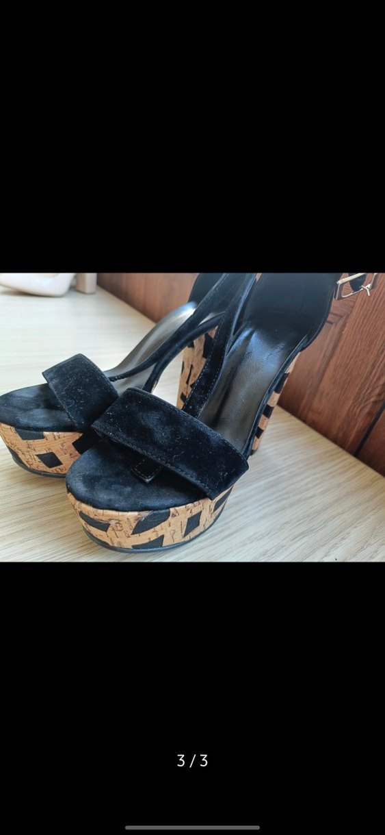 Siyah Zebra Desenli Dolgu Topuklu Kadın Ayakkabı - Görsel 3